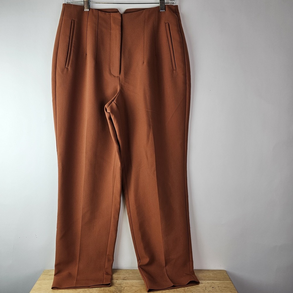Nine West Tapered Career Wear Dress Pants Womens Size 8 Brown Work Formal